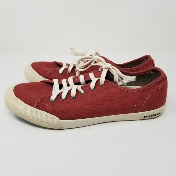 Seavees Monterey Sneakers Standard Red Ochre Lace Up Canvas Womens Size 10 Shoes - Picture 4 of 12